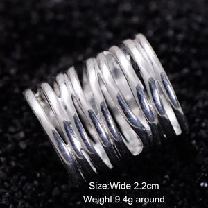 Real Pure 925 Sterling Silver Braided Rings For Women Vintage Twisted Wide Rings Aneis Feminino - GQTORCH Jewelry