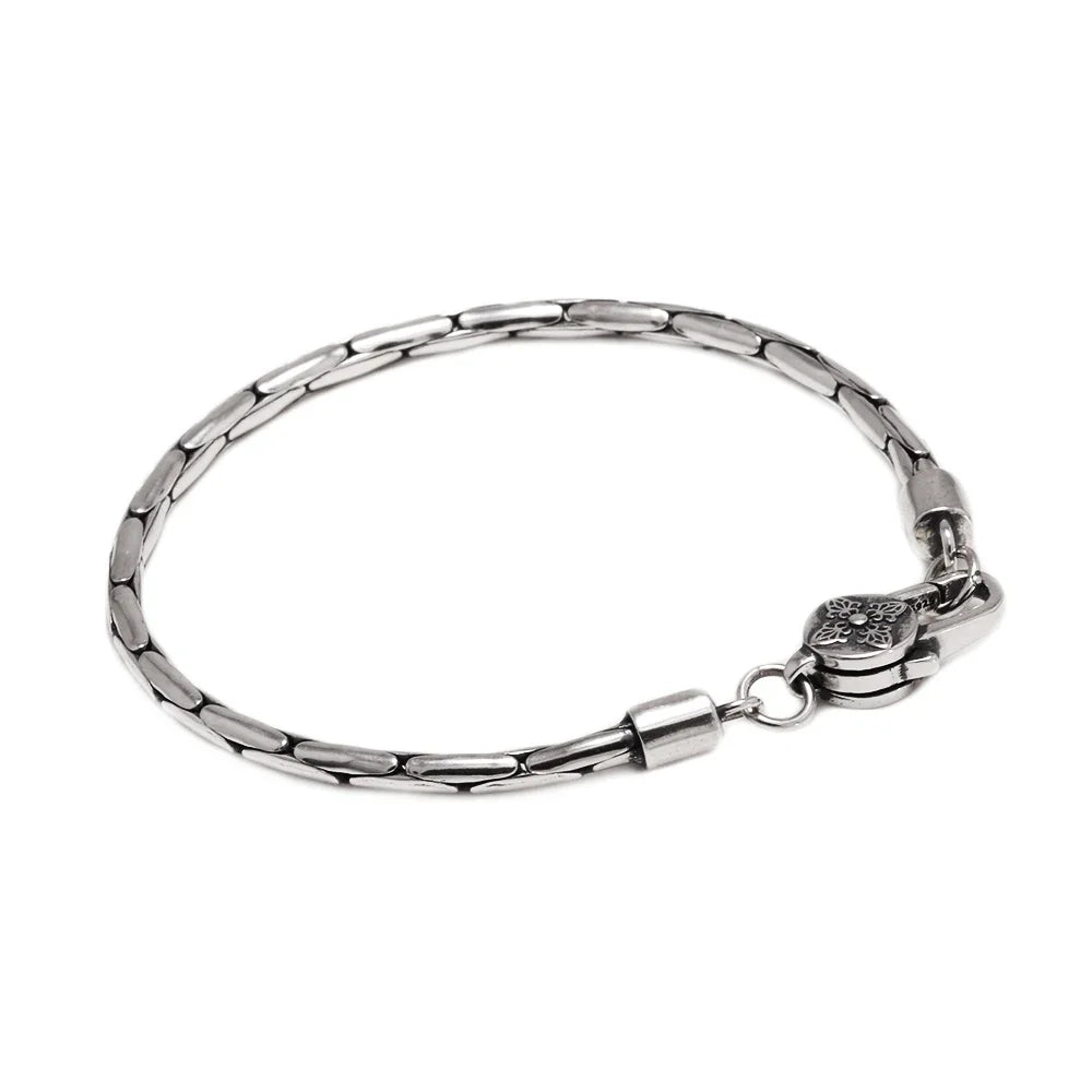 Sterling Silver 925 Jewelry Bamboo Chain Bracelet Sweater Necklace Vintage Fine Jewllery