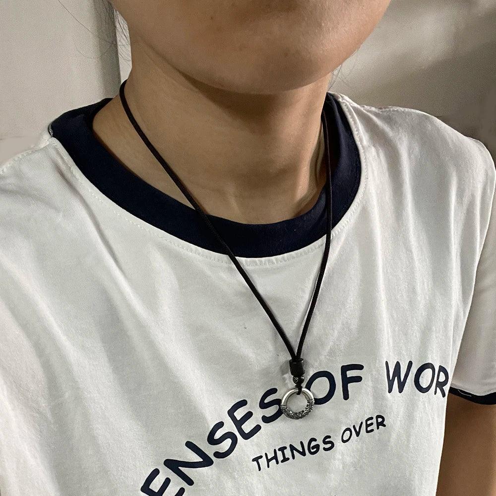 Pendant & Necklace Solid 999 Sterling Silver Peace Buckle Auspicious Clouds Rope Sweater Chain Men Women Buddhist Couple Jewelry - GQTORCH Jewelry