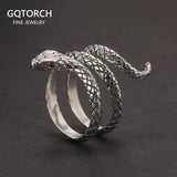 S925 Sterling Silver Thai Silver Vintage Silver Womens Ring Fashion Snake Punk Open Index Finger Ring - GQTORCH Jewelry