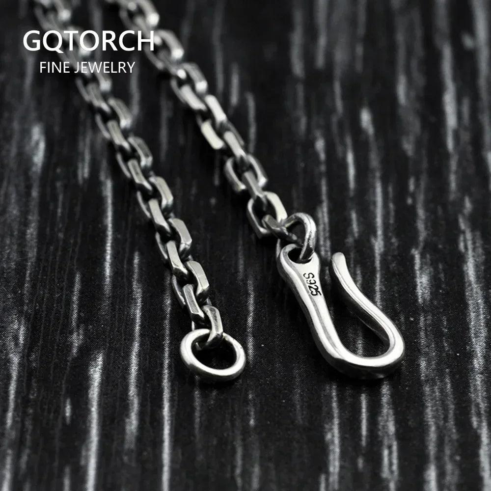 Thin Silver Bracelet Mens Womens Vintage Punk Link Chain 925 Sterling Silver Bracelets Simple Design With Hooks Bileklik - GQTORCH Jewelry