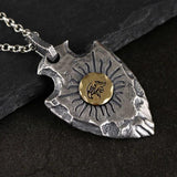 S925 Pure Silver Vintage Indian Eagle Shield Tribal Legend Old Chief Men Pendant Domineering Personality - GQTORCH Jewelry