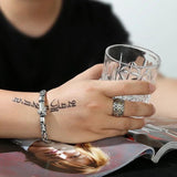 Sterling Silver 925 Viking Bracelet for Men Handmade Peace Pattern Thick Safe Toggle Buckle Hand-woven Chain - GQTORCH Jewelry