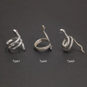 S925 Sterling Silver Thai Silver Vintage Silver Womens Ring Fashion Snake Punk Open Index Finger Ring - GQTORCH Jewelry