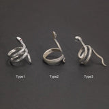 S925 Sterling Silver Thai Silver Vintage Silver Womens Ring Fashion Snake Punk Open Index Finger Ring - GQTORCH Jewelry