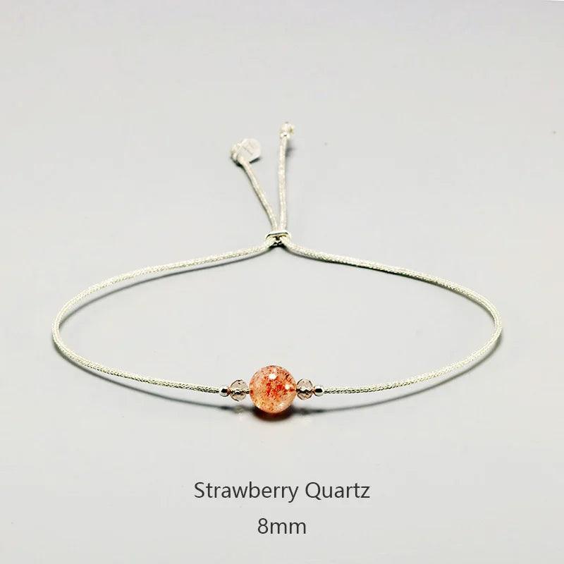 Handmade Moonstone Bracelet Thin Rope With Natural Crystal 925 Sterling Silver Beads Personalized Bracelets For Women - GQTORCH Jewelry