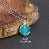 Real Pure 925 Sterling Silver Labradorite Pendant Necklace With Box Chain Simple Elegant Natural Gemstone Collier For Women - GQTORCH Jewelry