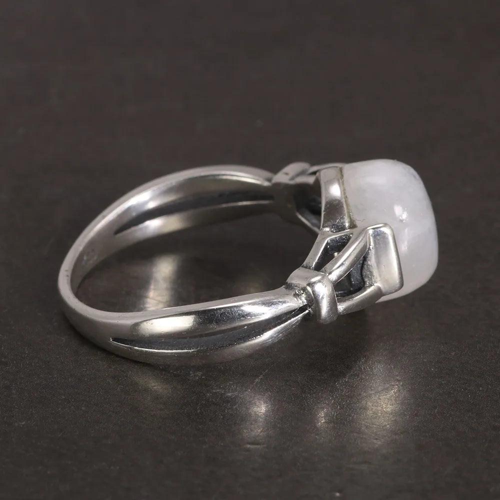 Real 925 Sterling Silver Bella Ring Adjustable Opening Natural Moonstone Vintage Twilight Jewelry - GQTORCH Jewelry