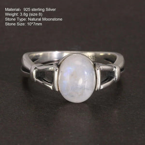Real 925 Sterling Silver Bella Ring Adjustable Opening Natural Moonstone Vintage Twilight Jewelry - GQTORCH Jewelry
