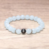 Natural Aquamarine Beads Bracelet with Lotus Finger Meditation Sandalwood Bead 925 Sterling Silver Accessories Men and Women - GQTORCH Jewelry