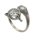 Real Pure S990 Sterling Silver Retro Craft Thai Silver Ring Fashion Fox Shape Openning Adjustable Rings Jewelry High Quality - GQTORCH Jewelry