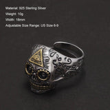 S925 Sterling Silver Punk Retro All-Seeing Eye Skull Ring for Women Eye of Providence Men‘s Pinky Ring Cool Biker Jewelry - GQTORCH Jewelry