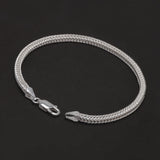 2.8mm 925 Sterling Silver Fox Tail Chain Bracelet for Men Women High Polished Classic Bracelet Simple Trendy Jewelry Accessories