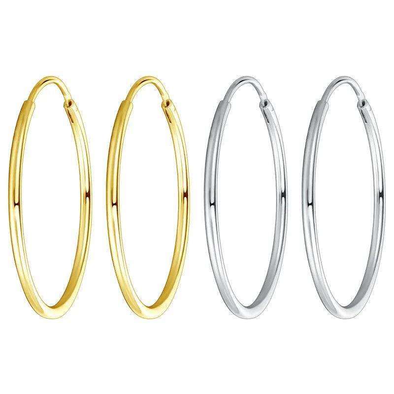 S925 Sterling Silver Hoop Earrings Elegant Men and Women Ear Clip round Earrings Ear Stud Simple Fashion Female Jewelry - GQTORCH Jewelry