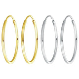 S925 Sterling Silver Hoop Earrings Elegant Men and Women Ear Clip round Earrings Ear Stud Simple Fashion Female Jewelry - GQTORCH Jewelry