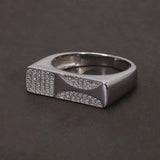 Solid S925 Silver Men's Micro Pave Zircon Ring Art Deco Fashion Modern Minimalist Style Jewelry Birthday Party Gift - GQTORCH Jewelry