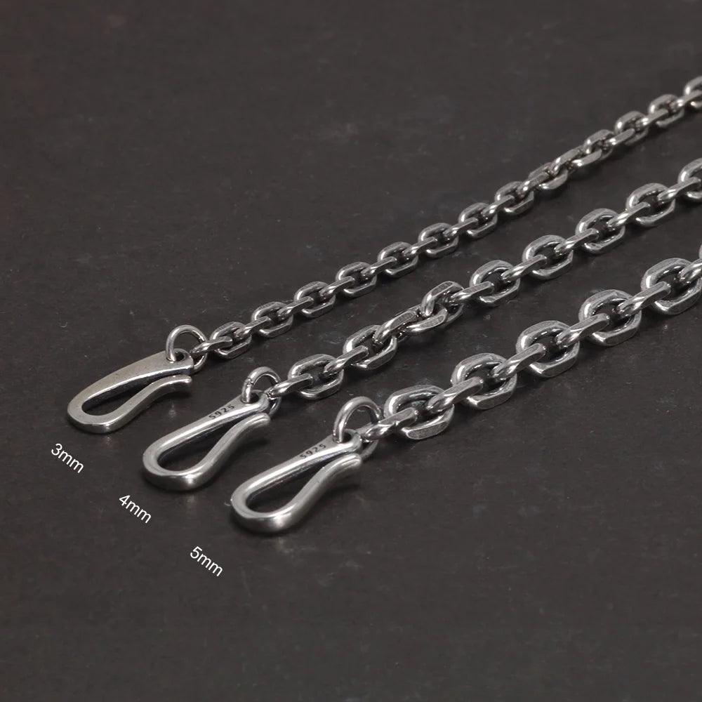 Thin Silver Bracelet Mens Womens Vintage Punk Link Chain 925 Sterling Silver Bracelets Simple Design With Hooks Bileklik - GQTORCH Jewelry
