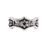 S925 Sterling Silver Retro Star of David Ring Punk Hip Hop Adjustable US 6-11 Hexagram Ring Motorcycle Amulet Jewelry