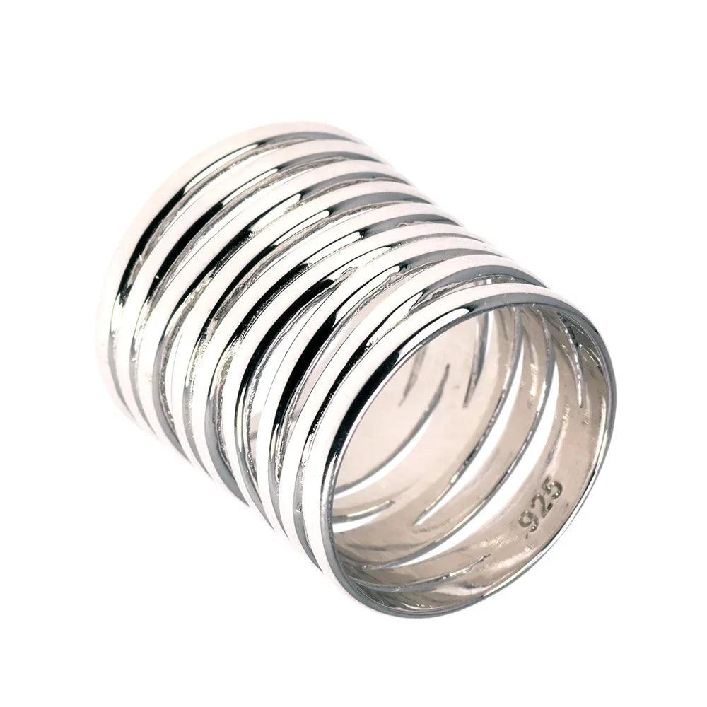 Real Pure 925 Sterling Silver Braided Rings For Women Vintage Twisted Wide Rings Aneis Feminino - GQTORCH Jewelry