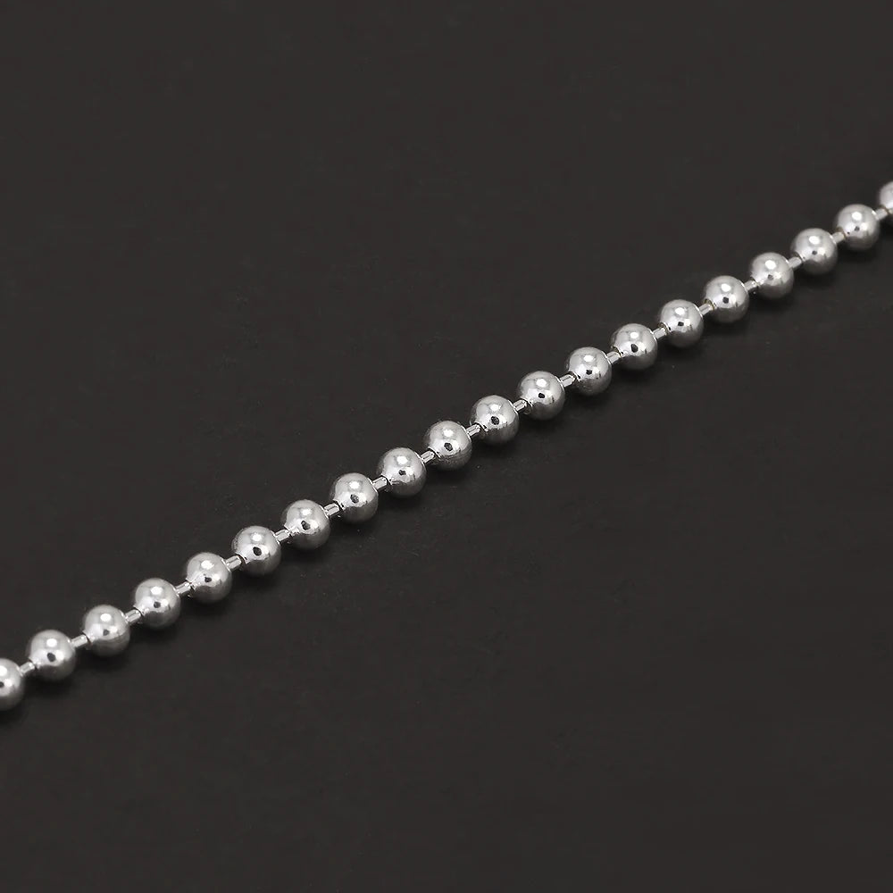 Real 925 Sterling Silver Handmade 3mm Bead Ball Strand Chain Bracelet Unisex Simple Classic Fashion Charm Hand Jewelry
