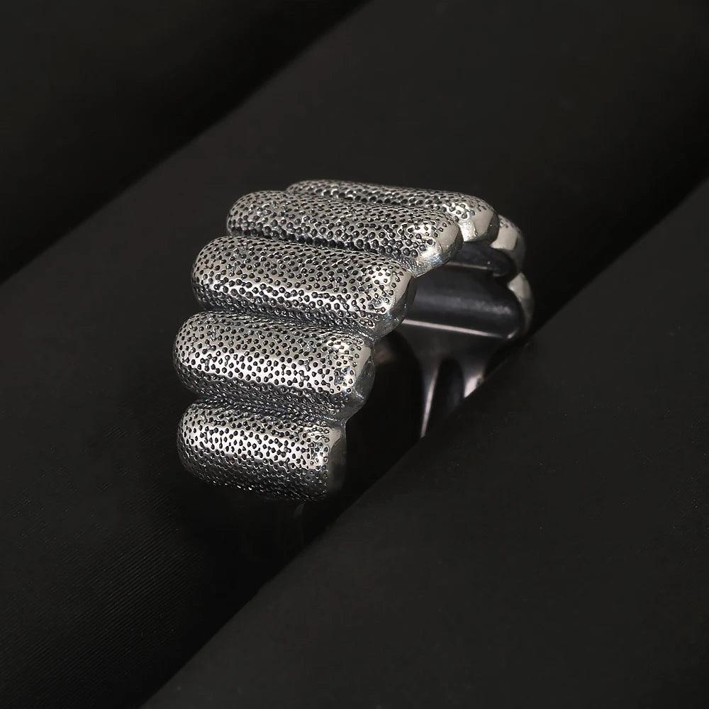 S925 Sterling Silver Geometric Chunky Rins for Women Men Pumpkin Shaped Unique Design Quirky Halloween Jewelry Gift - GQTORCH Jewelry