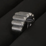 S925 Sterling Silver Geometric Chunky Rins for Women Men Pumpkin Shaped Unique Design Quirky Halloween Jewelry Gift - GQTORCH Jewelry