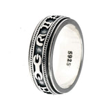 Pure 925 Sterling Silver Spinner Six Words Mantra Rings For Men And Women Rotatable Vintage Style Om Mani Padme Hum FIne Jewelry - GQTORCH Jewelry