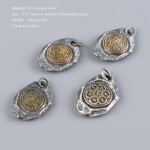 Real Pure 925 Sterling Silver Women and Men Pendant Retro Jewelry Six Words Mantra Auspicious Safely Pendant Talisman Amulet - GQTORCH Jewelry