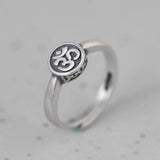 Real 925 Sterling Silver Mantra OM Ring for Men and Women Matte & Polished Opening Type Resizable Buddhism Jewelry - GQTORCH Jewelry
