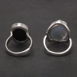 925 Sterling Silver Black Onyx Queen Cameo Ring for Women Double Sides Rotatable Rings Natural Shell Vintage Jewelry Adjustable