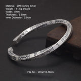 Solid 999 Sterling Silver Constellation Symbol Twisted Bracelet Carved Mobius Open Men Women Bangle Antique Ethnic Jewelry - GQTORCH Jewelry