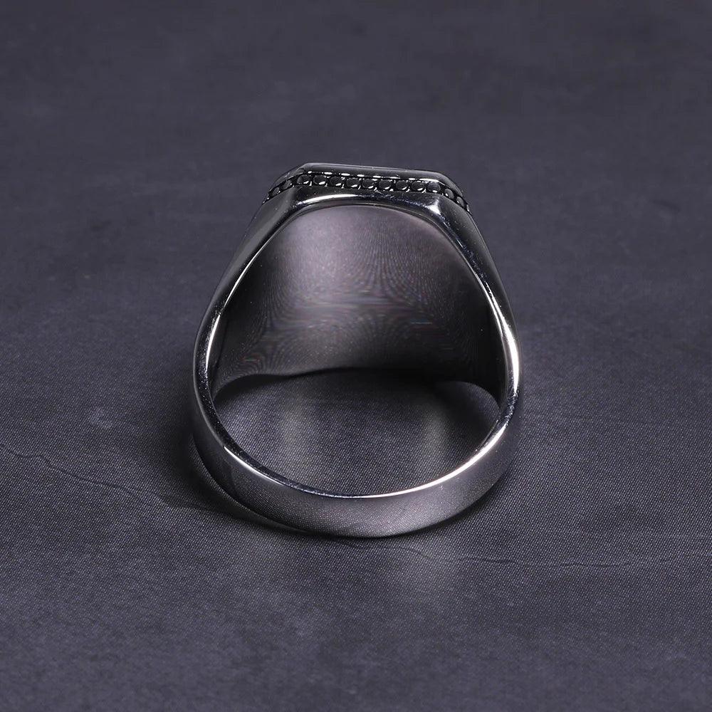 Real Solid 925 Sterling Silver Ring Simple For Men With Black Square Flat Gel Stone High Polishing Middle East Turkish Jewelry - GQTORCH Jewelry