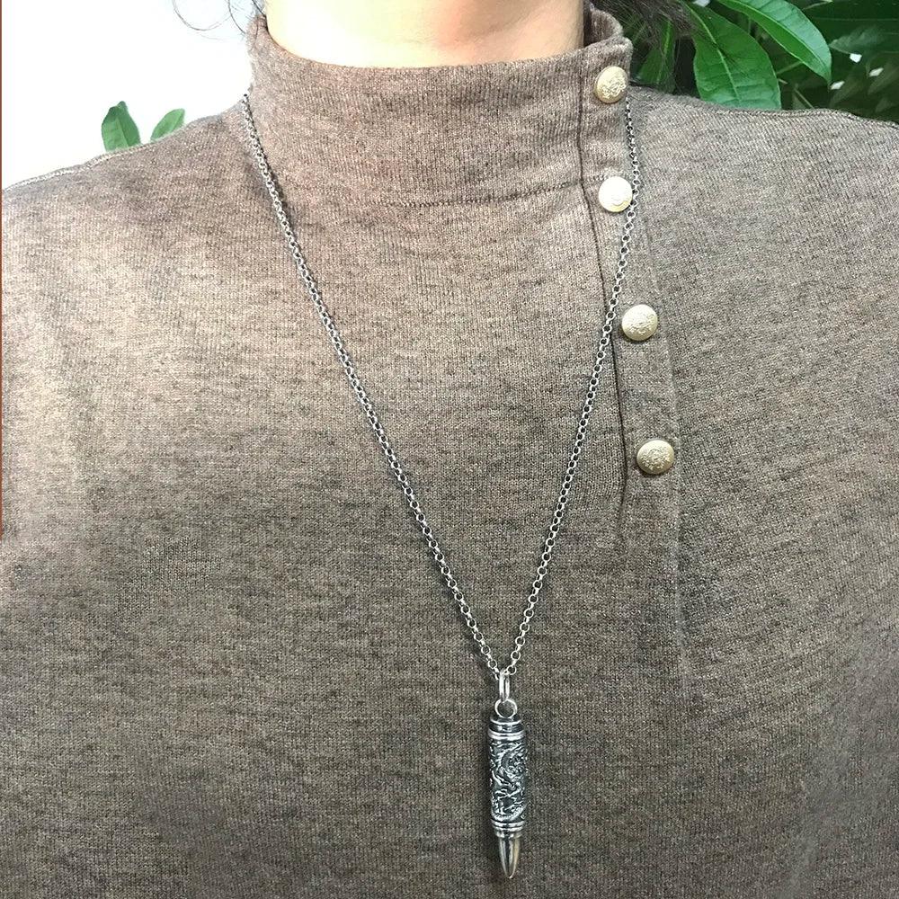 Sterling Silver 925 Dragon Pendant for Men Openable Pendant Fine Jewelry Retro Punk Style - GQTORCH Jewelry