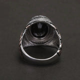 925 Sterling Silver Black Onyx Signet Ring for Men Wheat Engraved Oval Shaped Vintage Turkish Rings Male Jewelry Gift