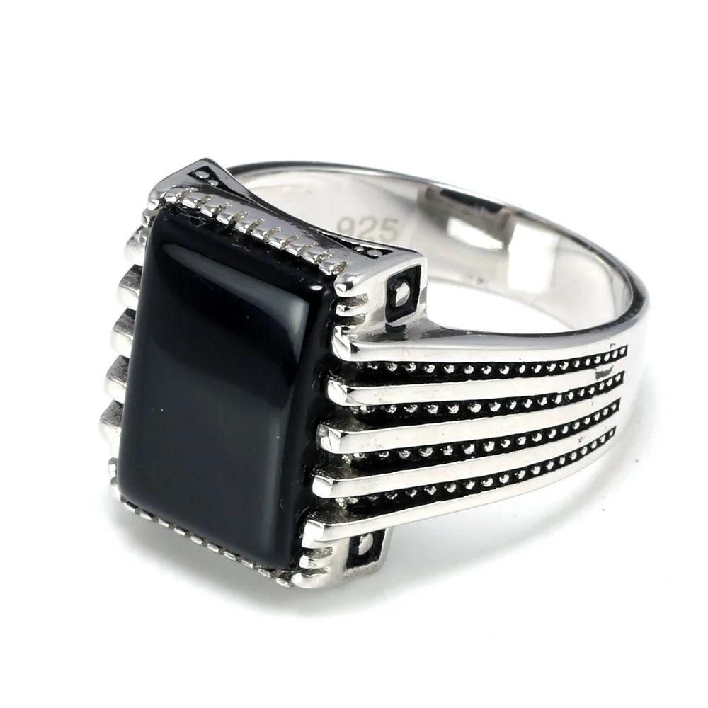 Real Pure 925 Sterling Silver Rings Cool Vintage Rings In Fijne Sieraden Turkey Ring For Men Black Micro Pave Zircon - GQTORCH Jewelry
