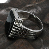 Real Pure 925 Sterling Silver Rings Cool Vintage Rings In Fijne Sieraden Turkey Ring For Men Black Micro Pave Zircon - GQTORCH Jewelry