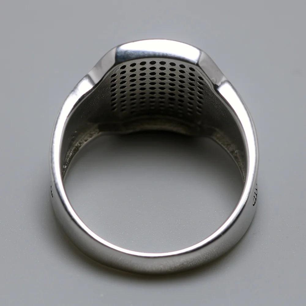 Solid 925 Silver Rings Cool Retro Vintage Turkish Ring Wedding Jewelry For Men Black Zircon Stone Curved Design Comfortable Fits - GQTORCH Jewelry
