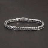 Guaranteed 925 Sterling Silver Bracelet Braided Chain with Plug Safety Buckle Keel Viking Jewelry for Men and Women - GQTORCH Jewelry