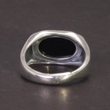 Real Pure 925 Silver Ring Women and Men Natural Stone Black Agate Oval Faceted US6-10 Adjustable Fine Jewelry - GQTORCH Jewelry