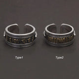 925 Sterling Silver Six Word Mantra Vajra Ring for Men Women Auspicious Knot Vintage Retro Buddhist Spiritual Protection Jewelry