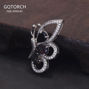 Sterling Silver 925 Women's Vintage Butterfly Pendant with Gemstone Tourmaline Ethnic Jewelry Accessories Gift for Ladies Mom - GQTORCH Jewelry