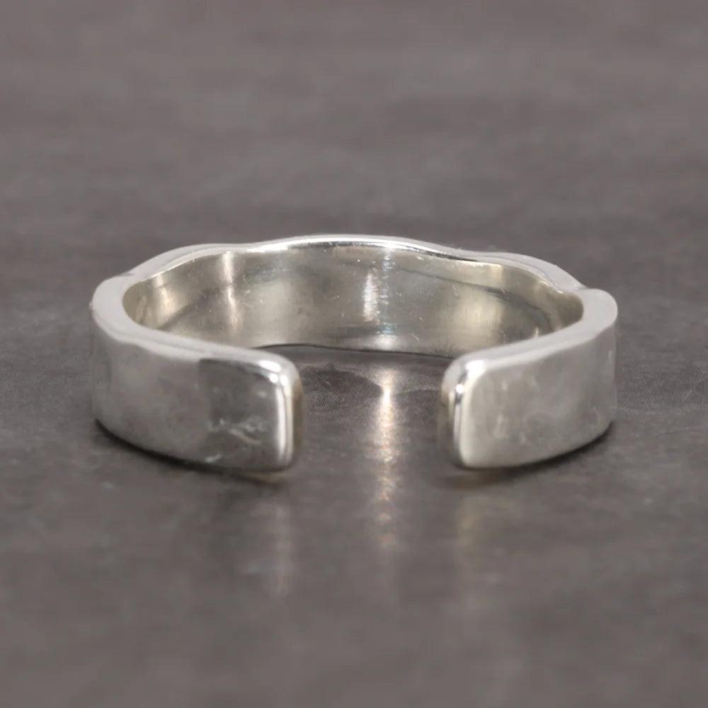 Sterling Silver S925 Bright Hand Hammer Pattern Men's and Women's Rings Minimalist Adjustable Jewelry - GQTORCH Jewelry
