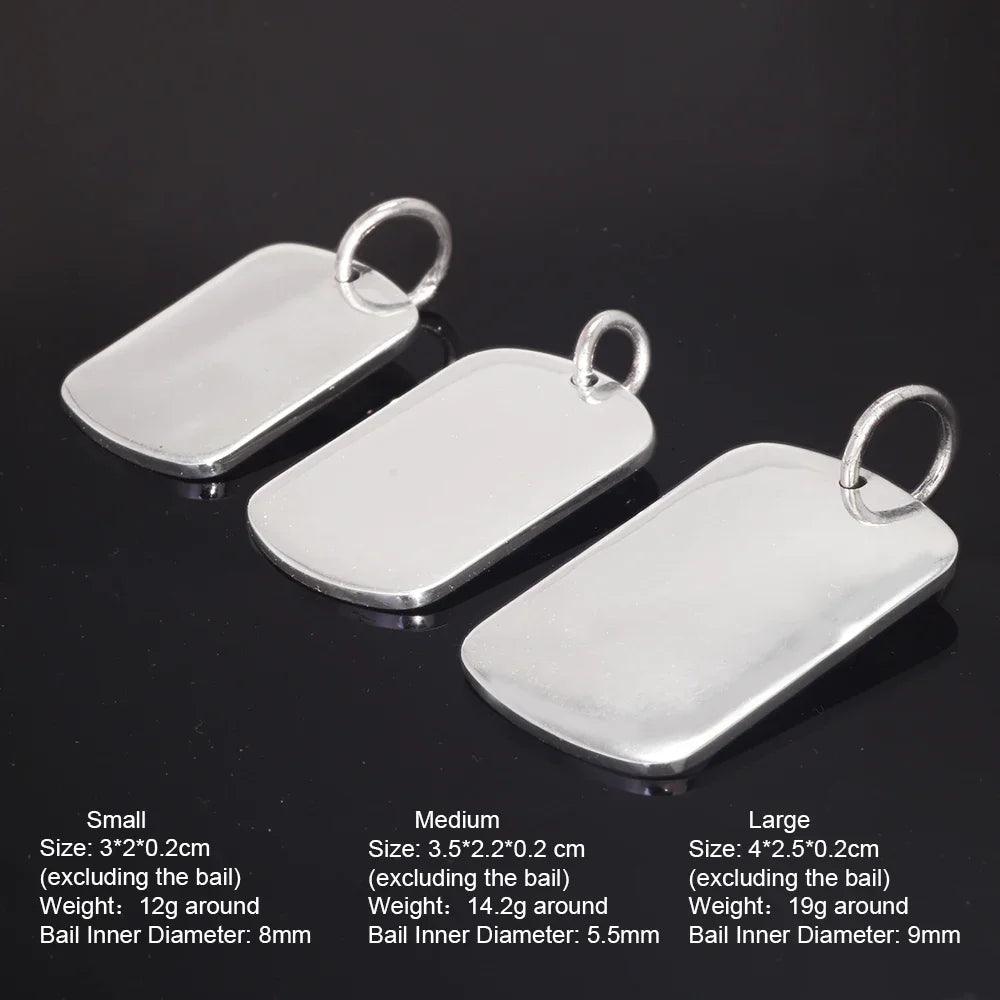 Soild 999 Sterling Silver Jewelry Metal Stamping Blanks Smooth Simple Tag Pendant For Men And Women Cool Male Jewellery - GQTORCH Jewelry