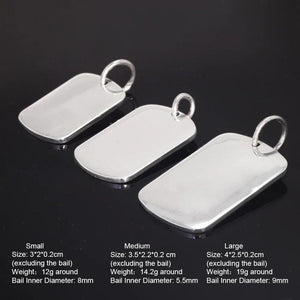 Soild 999 Sterling Silver Jewelry Metal Stamping Blanks Smooth Simple Tag Pendant For Men And Women Cool Male Jewellery - GQTORCH Jewelry