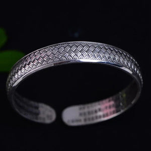 Real Pure 999 Sterling Silver Bangles For Women And Men Retro Antique Braided Bangle Bracelet Brazaletes Pulseras Mujer - GQTORCH Jewelry