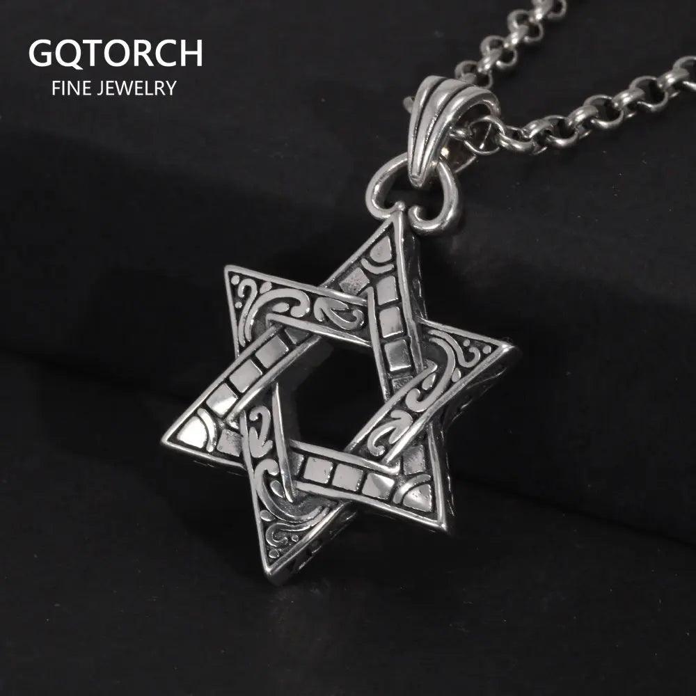 Real 925 Sterling Silver Star of David Men's Pendant Six Pointed Religious Amulet Symbol Necklace Fine Jewelry - GQTORCH Jewelry