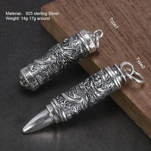 Sterling Silver 925 Dragon Pendant for Men Openable Pendant Fine Jewelry Retro Punk Style - GQTORCH Jewelry