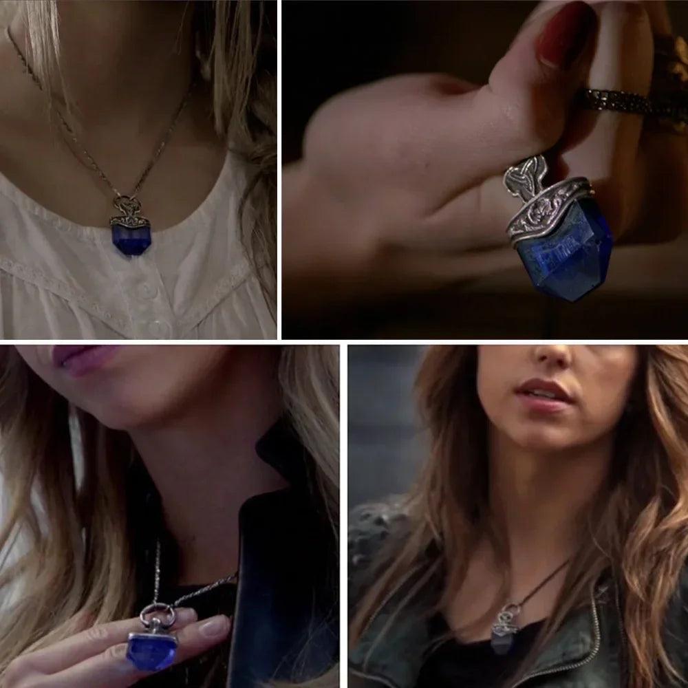The Vampire Originals Diaries Mikaelson Pendant Necklace 925 Sterling Silver with Natural Lapis Freya's Talisman Inspired Charm - GQTORCH Jewelry