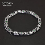 Real Pure 925 Sterling Silver 7mm Peace Pattern Bracelet for Men's Vintage Punk Set Zircon Armband Jewelry Best Gift