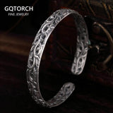 S925 Sterling Silver Bracelet for Women Retro Antique Vine Flower Pattern Engraved Ethnic Bangles for Women Thai Silver Jewelry